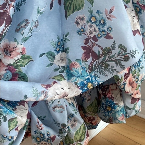 Zimmermann Matchmaker Drape Midi Dress Blue Floral Print Corset Size 12 - Picture 4 of 11